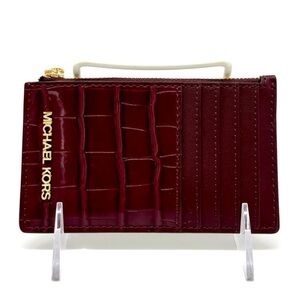 Michael Kors Medium Logo Card Case Wallet Ox Blood Multi